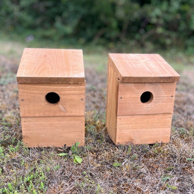 Wooden Multi-Hole Wild Bird Classic Nest Birdhouse Boxes (Set of 4) - 4