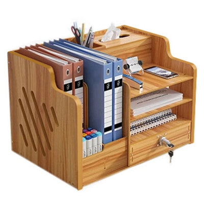 Wooden Office Desk Organizer Stationary Storage Home Tidy Storage ...