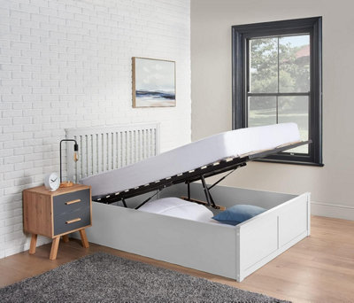 Wooden Ottoman Bed Frame Double - No Mattress