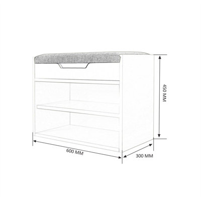 Wooden Ottoman Shoes Storage Rack Bench Padded Grey Seat Cabinet Cupboard Stand - 6