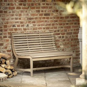 Wooden outdoor bench garden seat Acacia wood - Lucena Outdoor 2 Seater Acacia Bench