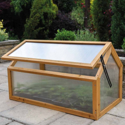 Wooden Outdoor Cold Frame Grow House Polycarbonate Shelter for Garden Vegetables & Plants