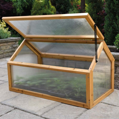 Wooden Outdoor Cold Frame Grow House Polycarbonate Shelter for Garden Vegetables & Plants