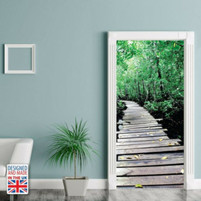 Wooden Path Door Mural Sticker Europe Size 90Cm X 200Cm Decals Home Decoration