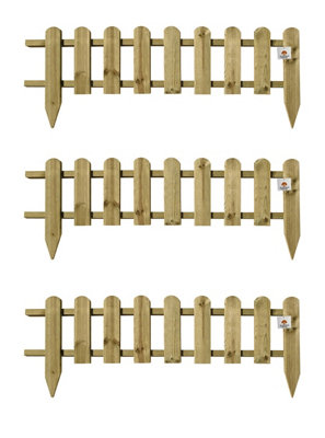 Wooden Picket Fence Panels Garden Edging Lawn Border Set of 3 DIY at B&Q