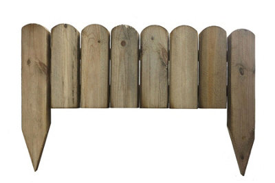 Wooden Picket Log Edging Garden Border Fencing Lawn Path Pack of 4 - 3