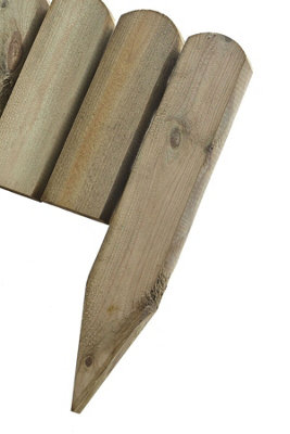 Wooden Picket Log Edging Garden Border Fencing Lawn Path Pack of 4 - 4
