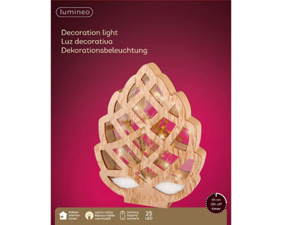 Wooden Pine Cone Ornament Christmas Light Decoration Festive Wooden Frame 27cm - 3