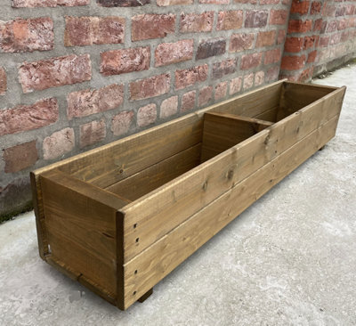 Wooden Planter Garden Rectangular Trough Flower Plant Container Box  110cm - 3