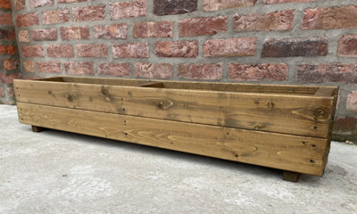 Wooden Planter Garden Rectangular Trough Flower Plant Container Box  110cm - 5