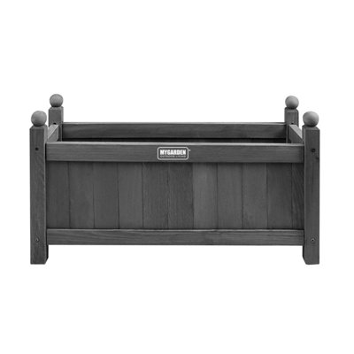 Wooden Planter Modern Flower Pot Outdoor Garden with PE Liner - Rectangular Large