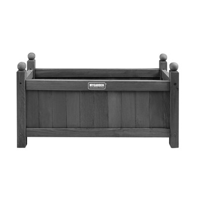 Wooden Planter Modern Flower Pot Outdoor Garden with PE Liner - Rectangular Medium