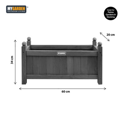 Wooden Planter Modern Flower Pot Outdoor Garden with PE Liner - Rectangular Medium