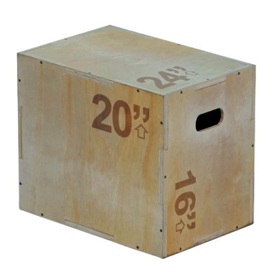 Wooden Plyo Box 3-in-1 Adjustable Jump Trainer ,M (Medium)
