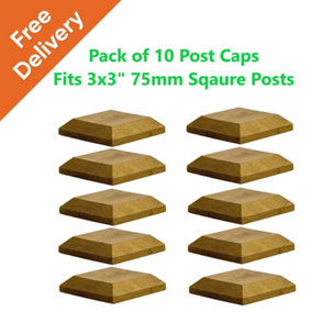 Wooden Post Cap 100 x 100mm (Pack of 10) Colour Green - Fits 3 x 3" Square Posts ( Free Delivery )