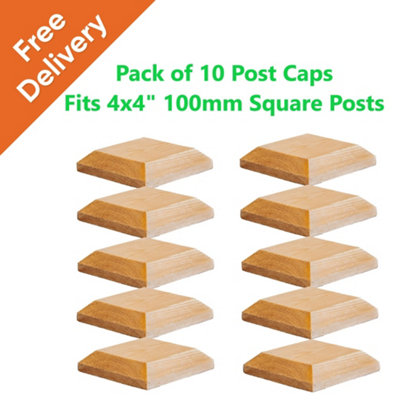 Wooden Post Cap 120 x 120mm (Pack of 10) Natural Colour untreated - Fits 4 x 4" Square Posts ( Free Delivery )