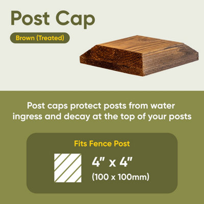 Wooden Post Cap 120 x 120mm (Pack of 5) Brown Colour - Fits 4 x 4 ...