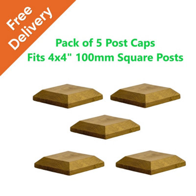 Wooden Post Cap 120 x 120mm (Pack of 5) Green Colour - Fits 4 x 4" Square Posts (Free Delivery)