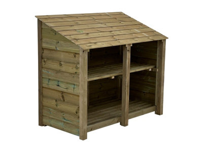 Wooden Premium Tongue & Groove Log Store (W-146cm, H-126cm, D-88cm) With Kindling Shelf