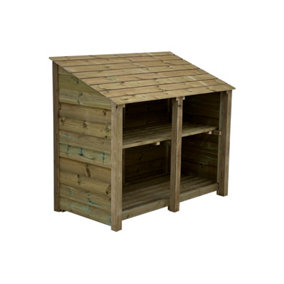 Wooden Premium Tongue & Groove Log Store (W-146cm, H-126cm, D-88cm) With Kindling Shelf