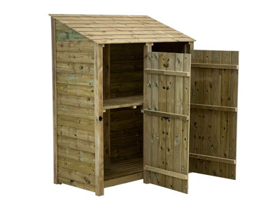 Wooden Premium Tongue & Groove Log Store (W-146cm, H-180cm, D-88cm) With doors, With Kindling Shelf
