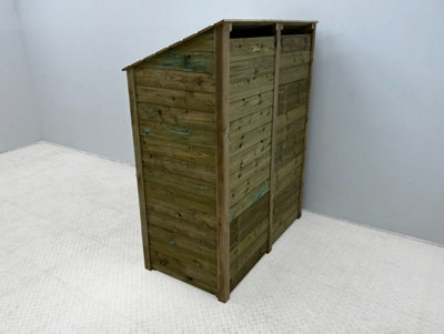 Wooden Premium Tongue & Groove Log Store (W-146cm, H-180cm, D-88cm) With doors, With Kindling Shelf