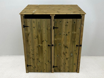 Wooden Premium Tongue & Groove Log Store (W-146cm, H-180cm, D-88cm) With doors