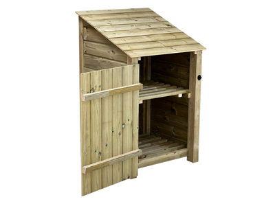 Wooden Premium Tongue & Groove Log Store (W-79cm, H-126cm, D-88cm With door, With Kindling Shelf