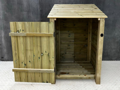 Wooden Premium Tongue & Groove Log Store (W-79cm, H-126cm, D-88cm) With door