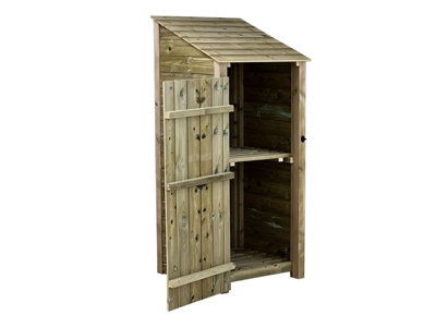 Wooden Premium Tongue & Groove Log Store (W-79cm, H-180cm, D-88cm) With door, With Kindling Shelf