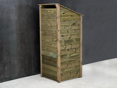 Wooden Premium Tongue & Groove Log Store (W-79cm, H-180cm, D-88cm) With door, With Kindling Shelf