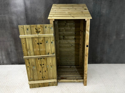 Wooden Premium Tongue & Groove Log Store (W-79cm, H-180cm, D-88cm) With door