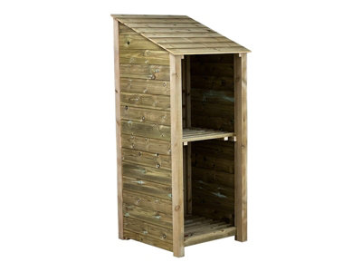 Wooden Premium Tongue & Groove Log Store (W-79cm, H-180cm, D-88cm) With Kindling Shelf