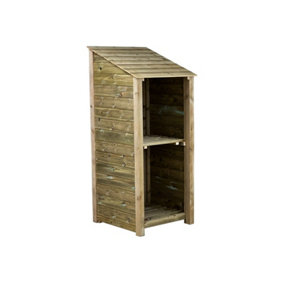 Wooden Premium Tongue & Groove Log Store (W-79cm, H-180cm, D-88cm) With Kindling Shelf