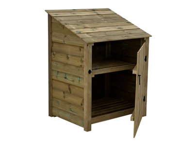 Wooden Premium Tongue & Groove Log Store (W-99cm, H-126cm, D-88cm With door, With Kindling Shelf