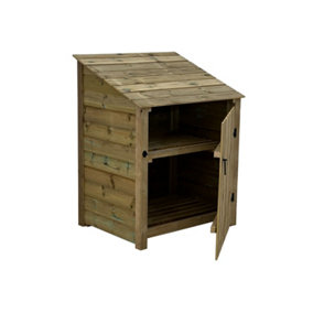 Wooden Premium Tongue & Groove Log Store (W-99cm, H-126cm, D-88cm With door, With Kindling Shelf