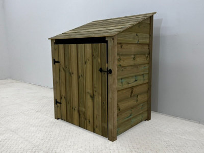 Wooden Premium Tongue & Groove Log Store (W-99cm, H-126cm, D-88cm) With door