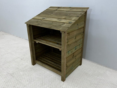 Wooden Premium Tongue & Groove Log Store (W-99cm, H-126cm, D-88cm) With Kindling Shelf