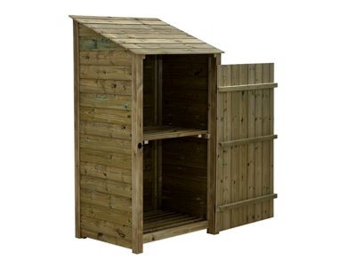 Wooden Premium Tongue & Groove Log Store (W-99cm, H-180cm, D-88cm) With door, With Kindling Shelf