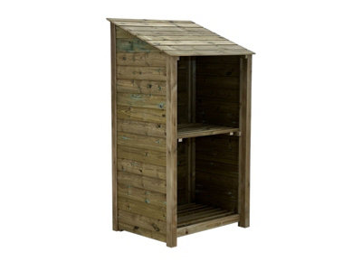 Wooden Premium Tongue & Groove Log Store (W-99cm, H-180cm, D-88cm) With Kindling Shelf