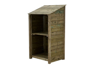 Wooden Premium Tongue & Groove Log Store (W-99cm, H-180cm, D-88cm) With Kindling Shelf