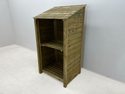 Wooden Premium Tongue & Groove Log Store (W-99cm, H-180cm, D-88cm) With Kindling Shelf