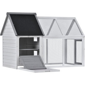 Wooden Rabbit Hutch Bunny Hutch House Guinea Pig Cage with Run Space, Removable Tray and Waterproof Roof
