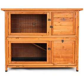 Wooden Rabbit Hutch/Guinea Pig Ferret 4ft Two Tier Wood Pet House Shelter