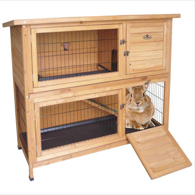 Wooden Rabbit Hutch/Guinea Pig Ferret 4ft Two Tier Wood Pet House Shelter - 3