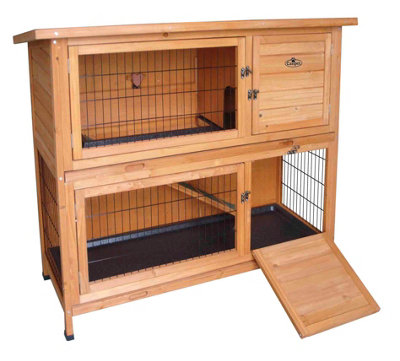 Wooden Rabbit Hutch Guinea Pig Ferret 4ft Two Tier Wood Pet House Shelter