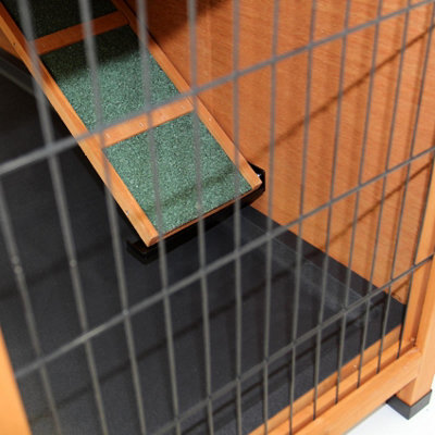 Wooden Rabbit Hutch/Guinea Pig Ferret 4ft Two Tier Wood Pet House Shelter - 7