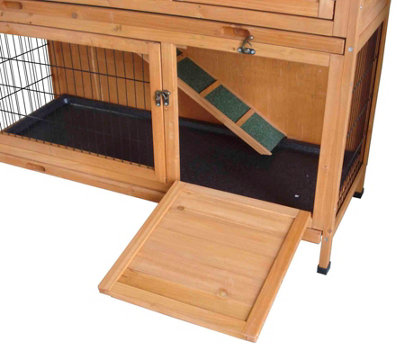 Wooden Rabbit Hutch/Guinea Pig Ferret 4ft Two Tier Wood Pet House Shelter - 8