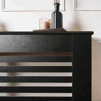 Wooden Radiator Cover Shelf Modern Furniture, Black - Large