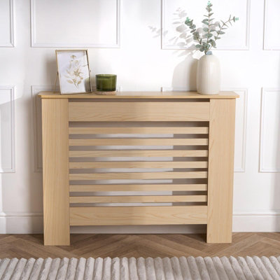 Wooden Radiator Cover Shelf Modern Furniture, Natural - Medium